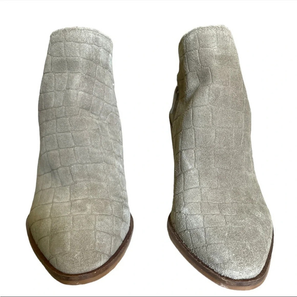 NEW Lucky Brand Saucie Boots Embossed Croc Suede Ankle Booties Size 7 NWOB - Picture 6 of 7